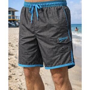Speedo Men’s Swim Trunks XL Teal Gray Lined Board Shorts Beach Pool Athletic